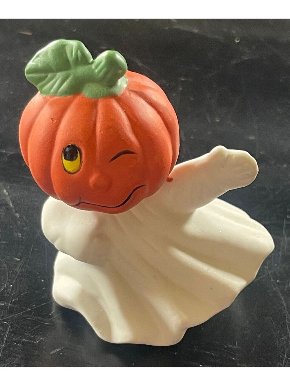 Vintage Ceramic Pumpkin Head Ghost Figurine